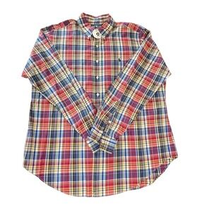 Vintage Ralph Lauren Mens Button Down Shirt Classic Fit Plaid DRY CLEANED XL
